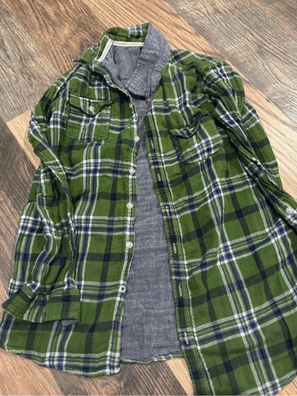 Green Plaid Lightweight Flannel Jacket